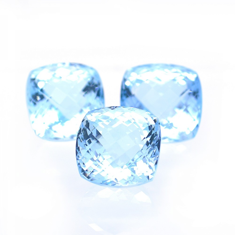 74.82ct Set Blue Topaz Cushion Cut Chessboard