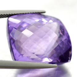 34.79ct Amethyst Kissen Schnitt mit Schachbrett