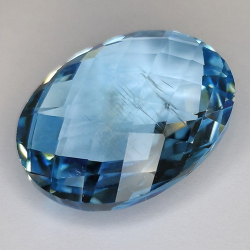 26.33ct Topaze Bleu Taille Ovale double Damier