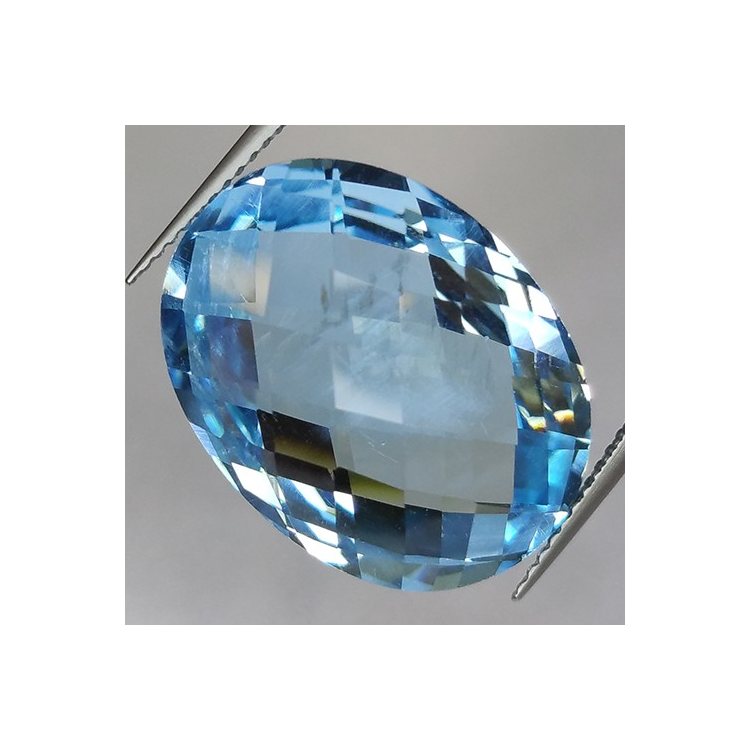 26.33ct Topaze Bleu Taille Ovale double Damier