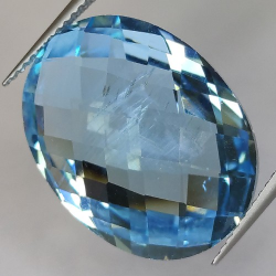 26.33ct Blue Topaz Oval Cut double Checkerboard