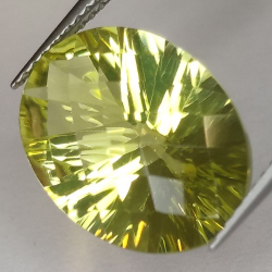 8.07ct Zitronenquarz Oval konkav Schachbrett