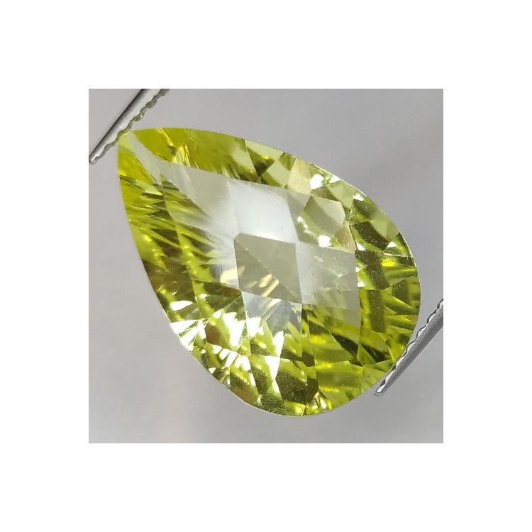 6.07ct Cuarzo Limón Talla Pera Cóncavo Damero