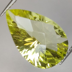 6.07ct Lemon Quartz Pear Cut Concave Chessboard