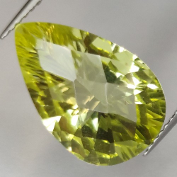 6.07ct Cuarzo Limón Talla Pera Cóncavo Damero