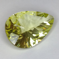 6.07ct Zitronenquarz Birne Schnitt konkav Schachbrett