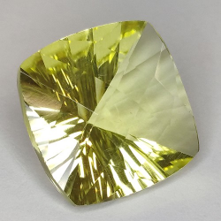 11.11ct Cuarzo Limón Talla Cojín Damero Cóncava