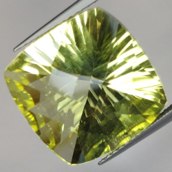 11.11ct Cuarzo Limón Talla Cojín Damero Cóncava