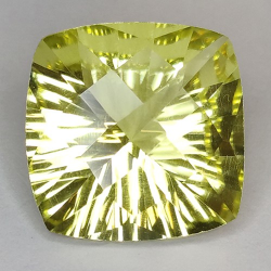 11.11ct Cuarzo Limón Talla Cojín Damero Cóncava