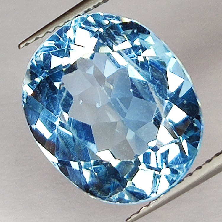 Gems gemstone BLUE TOPAZ FANTASY FACETED 3.12ct. 7X11mm.