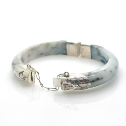 Jade and 925 Sterling Silver Bracelet