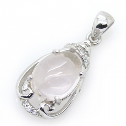 Rose Quartz and 925 Sterling Silver Pendant