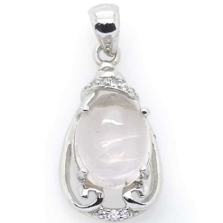 Rose Quartz and 925 Sterling Silver Pendant