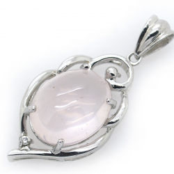 Rose Quartz and 925 Sterling Silver Pendant