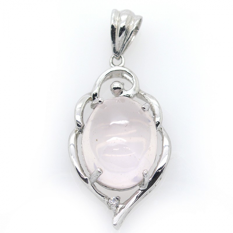 Rose Quartz and 925 Sterling Silver Pendant