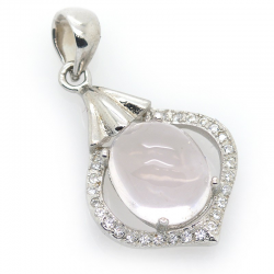 Rose Quartz and 925 Sterling Silver Pendant