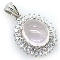 Rose Quartz and 925 Sterling Silver Pendant