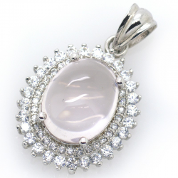 Rose Quartz and 925 Sterling Silver Pendant