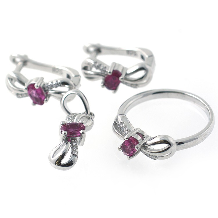 Conjunto de Turmalina Rosa y Plata 925