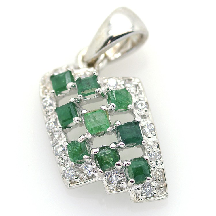 Emerald and Silver 925 Pendant