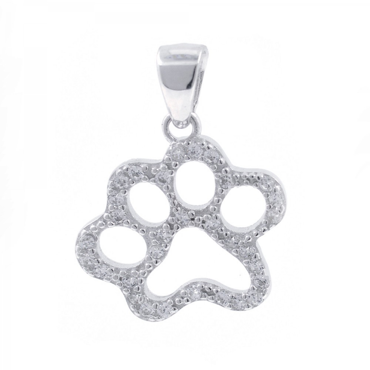 Zircons and 925 Silver Footprint Pendant