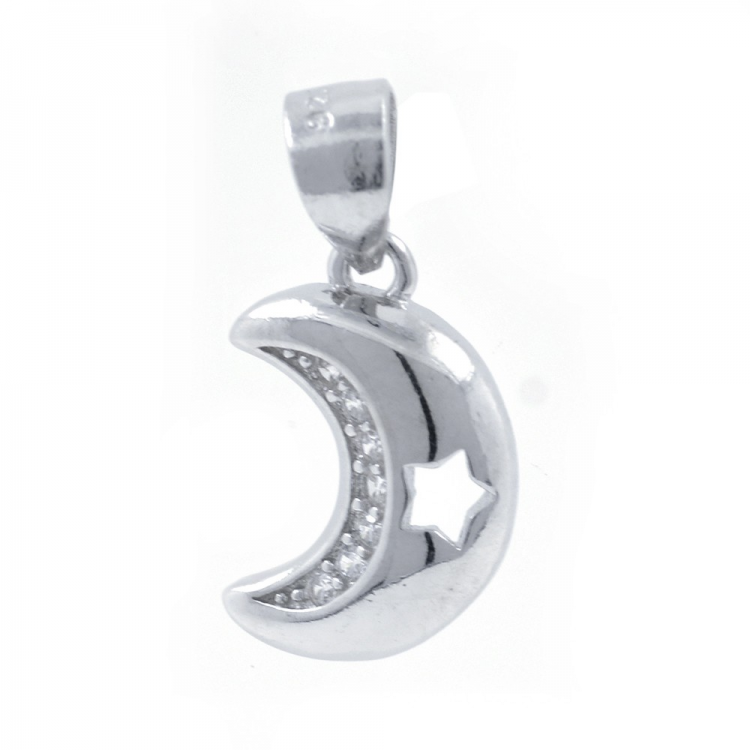 Zirconia Moon Pendant and 925 Silver