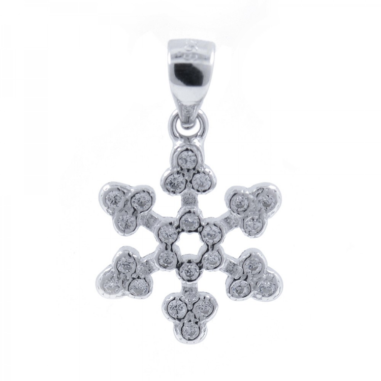 Zircons and 925 Silver Snowflake Pendant