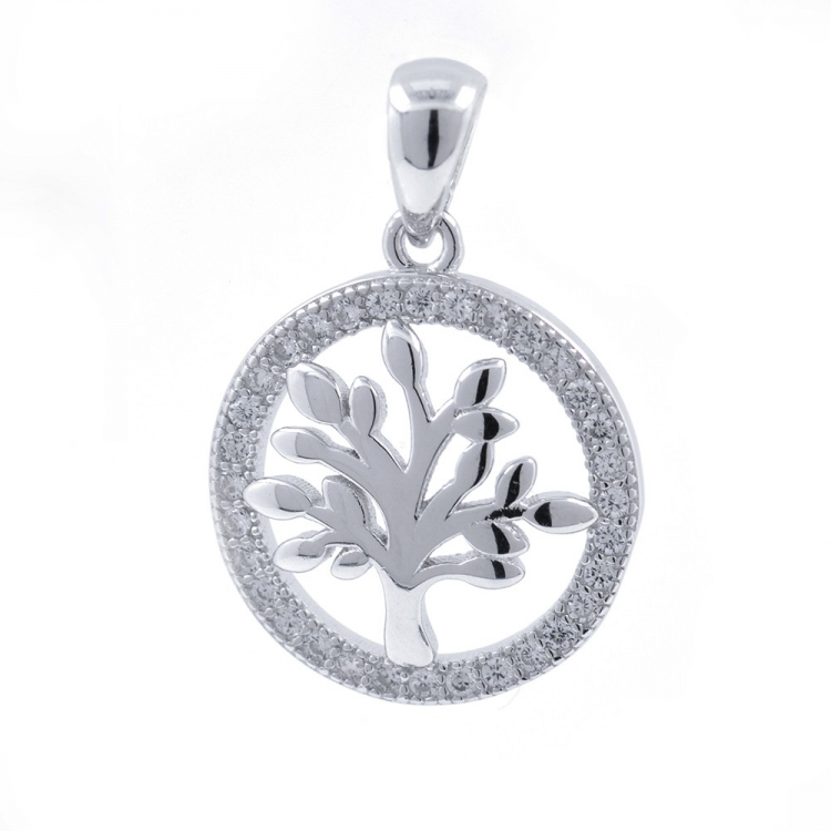 Zircons and 925 Silver Tree of Life Pendant