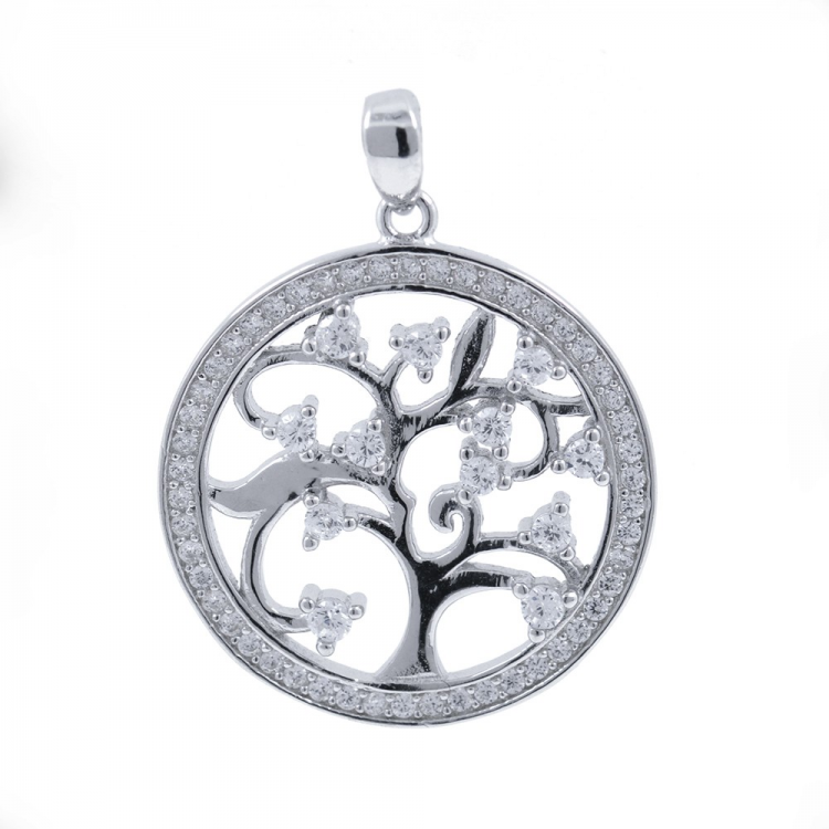 Zirconia and 925 Silver Tree of Life Pendant