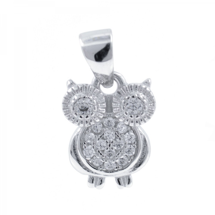 Zirconia and 925 Silver Owl Pendant