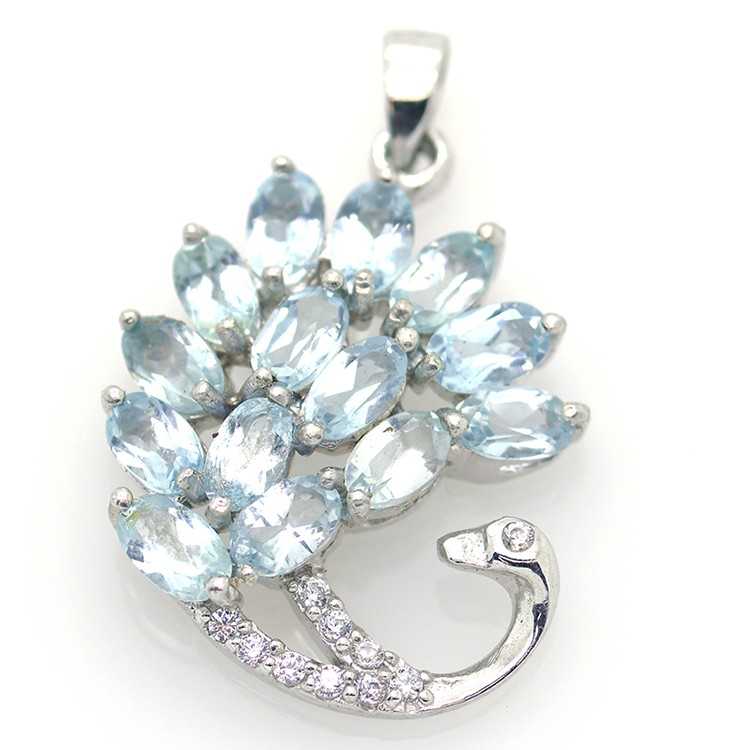 Peacock Blue Topaz Anhänger und 925 Silber