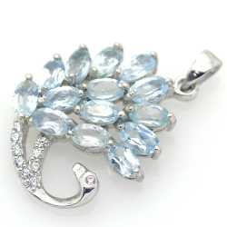 Peacock Blue Topaz Anhänger und 925 Silber