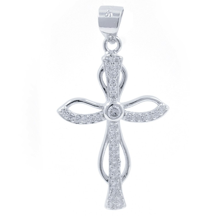 Pendentif croix en zircone et argent 925