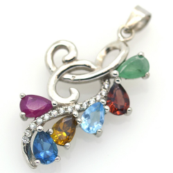 Multigems and Silver 925 Pendant