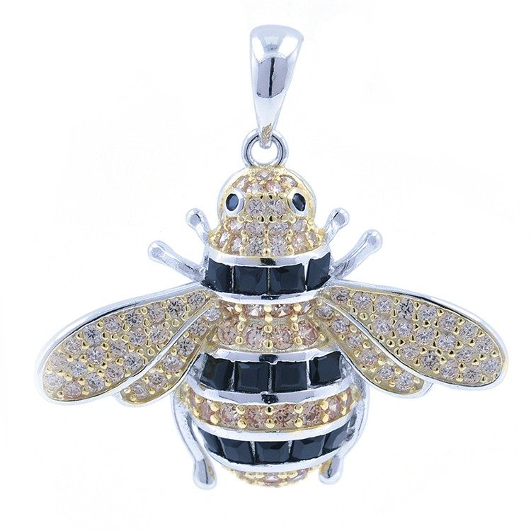 Pendentif Abeille Zircone et Argent 925