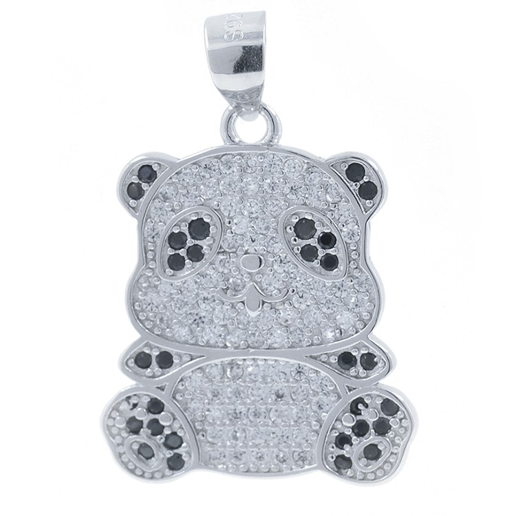 Panda Bear Pendant with Zircons and Silver 925