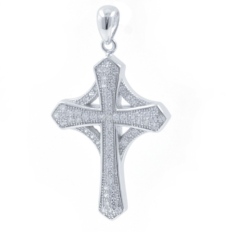 Pendentif croix en zircone et argent 925