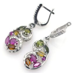 Boucles d'oreilles tourmaline et argent 925