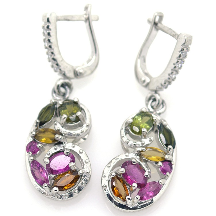 Boucles d'oreilles tourmaline et argent 925