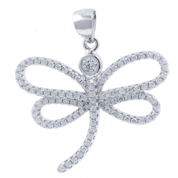 Pendentif papillon zircone et argent 925