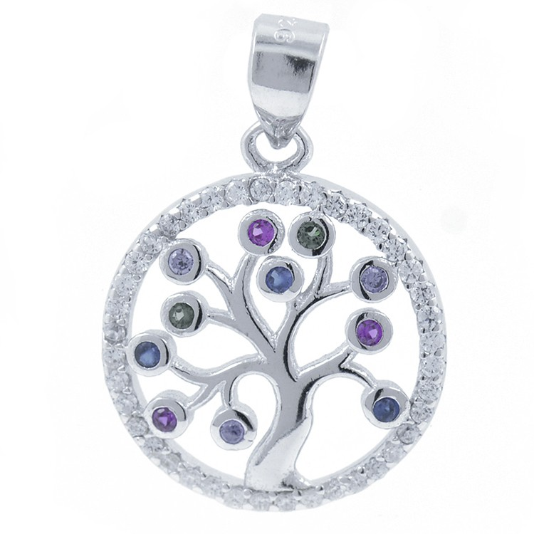 Pendentif Arbre de Vie avec Zircons et Argent 925