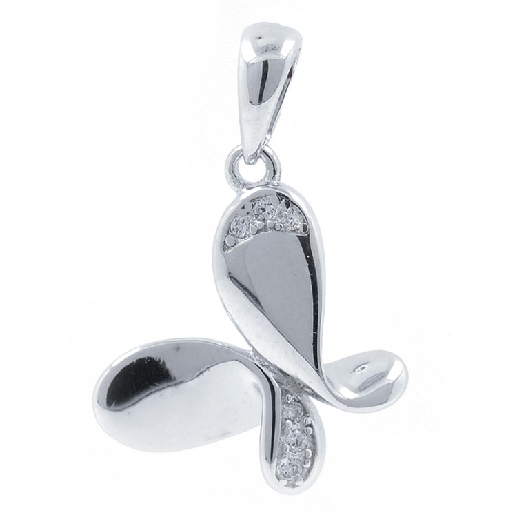 Noeud en zircone et pendentif en argent 925