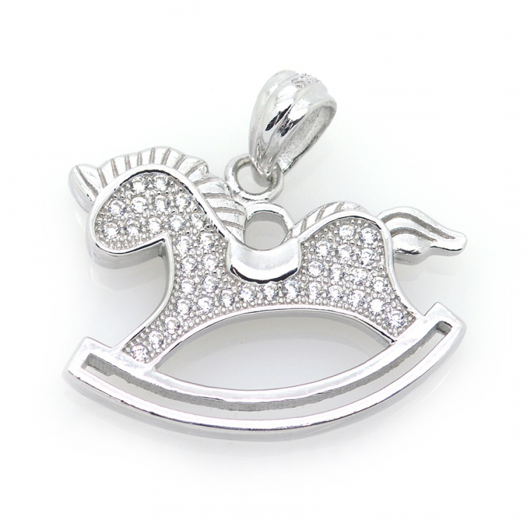 Pendentif  bascule avec zircons et argent 925