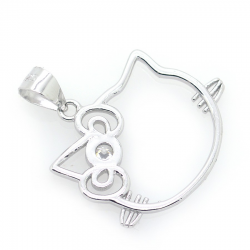 Pendentif Chat Zircons et Argent 925