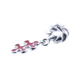 Pendente Puzzle in Argento 925 e Smalto rosso.