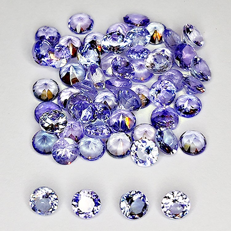 6.93ct Tanzanite coupe ronde 3mm 54 pcs