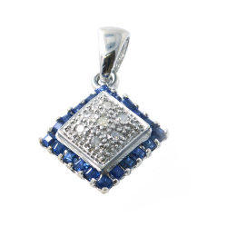 Sapphire, Diamonds and 925 Silver Pendant