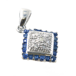 Sapphire, Diamonds and 925 Silver Pendant