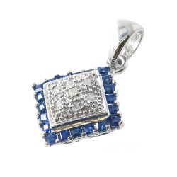 Sapphire, Diamonds and 925 Silver Pendant