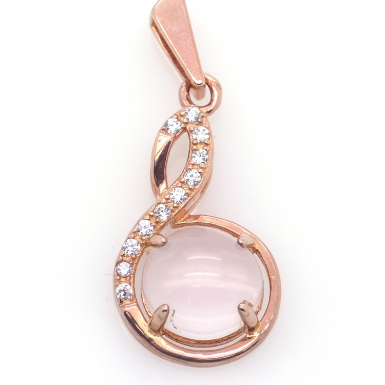 Rose Quartz and 925 Sterling Silver Pendant